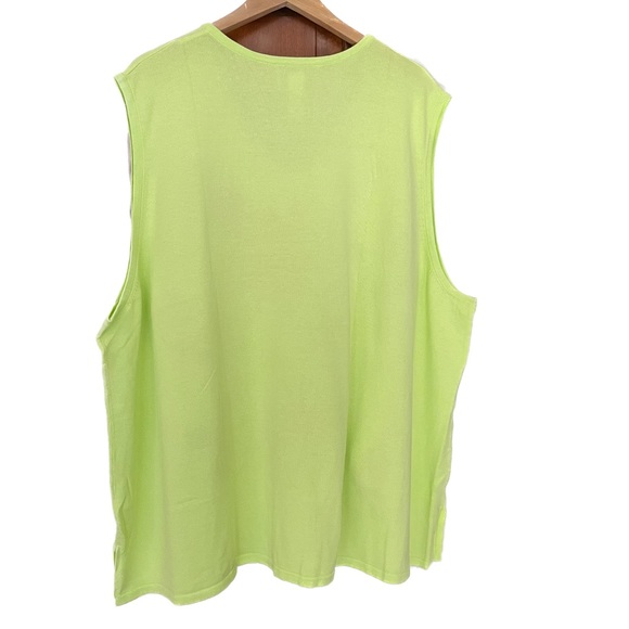 MAGGIE SWEET 100% Cotton Embroidered Lime Green Palm Trees Knit Tank, Size 4X - Picture 2 of 9